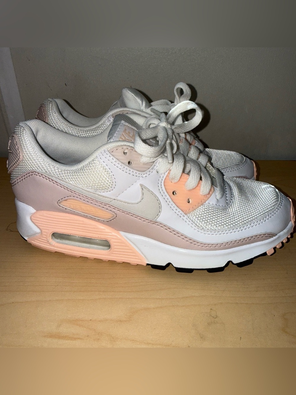 Nike Air Max 90 White Pink Barely Rose Women's Size 5.5W CT1030-101 Preowned - Picture 4 of 8